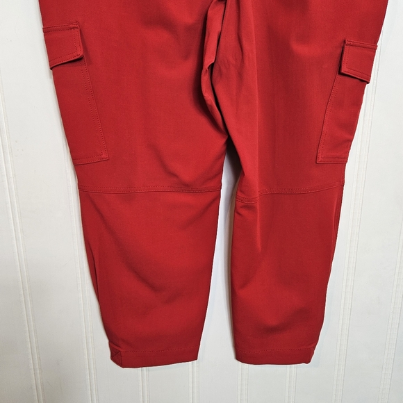 Banana Republic Cargo Pants Womens Size 16 Red High-Rise Belted - Picture 10 of 15
